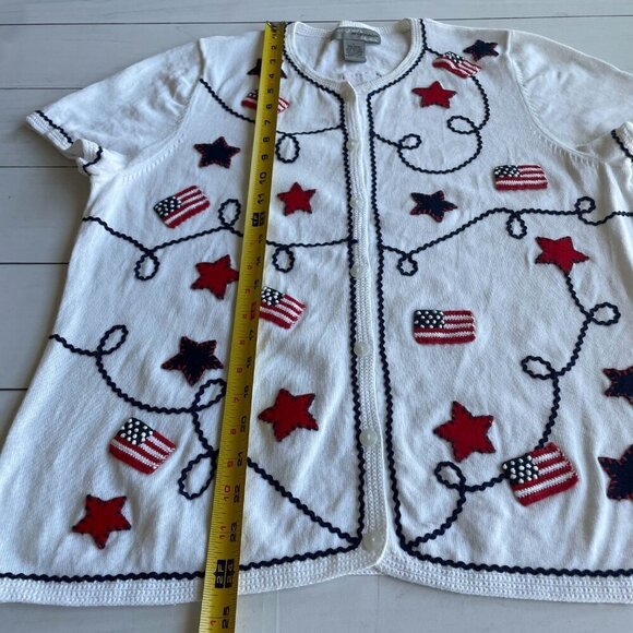Designers Originals Studio Women's Patriotic Cardigan Sweater - Size Large - Picture 7 of 9